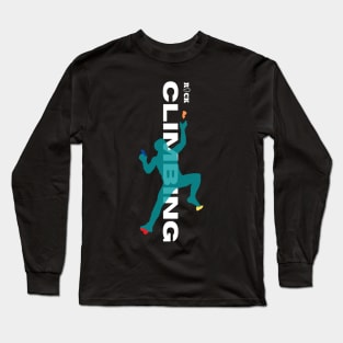 rock climbing with climber teal Long Sleeve T-Shirt